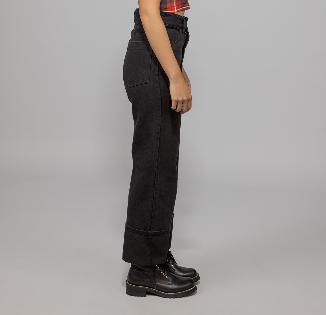 JEANS WIDE LEG NEGRO