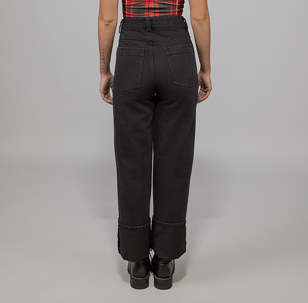 JEANS WIDE LEG NEGRO