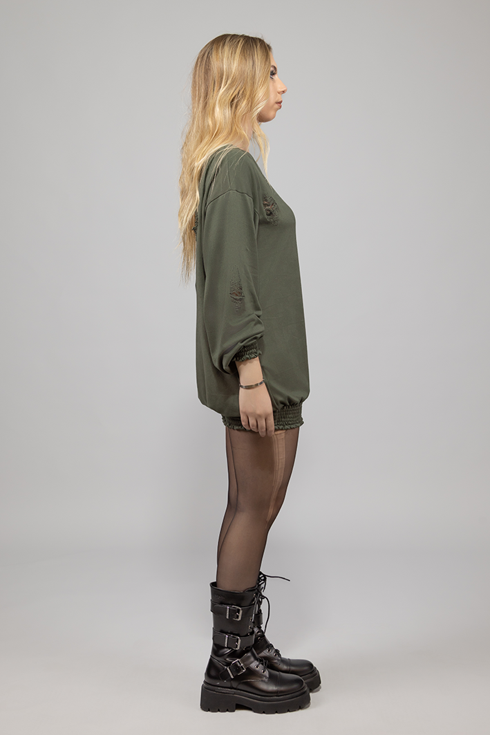 SWEATER LARGO OVERSIZE VERDE MILITAR