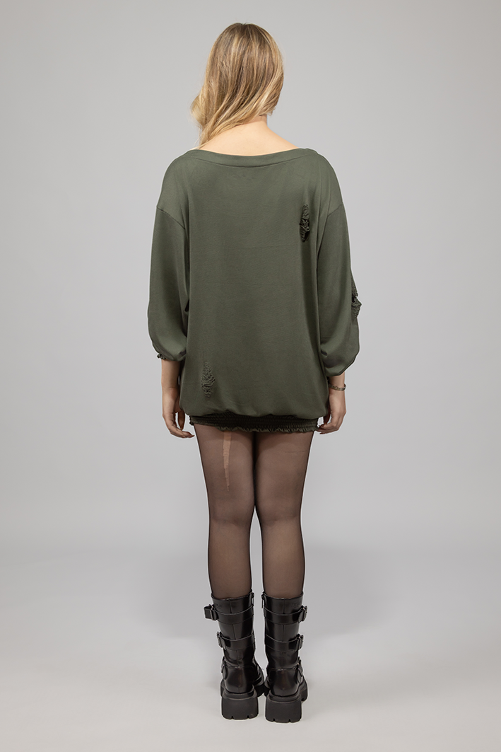 SWEATER LARGO OVERSIZE VERDE MILITAR