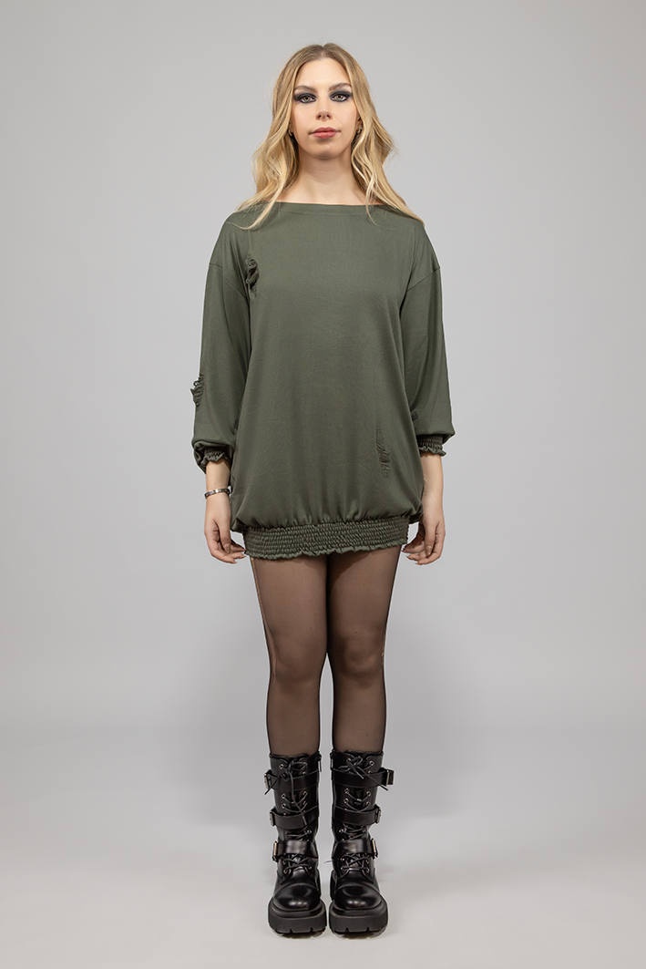 SWEATER LARGO OVERSIZE VERDE MILITAR