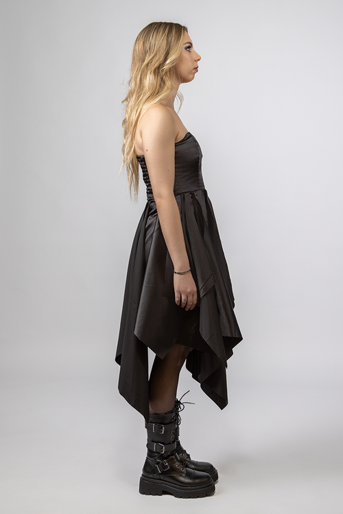 ASYMMETRIC SATIN DRESS NEGRO
